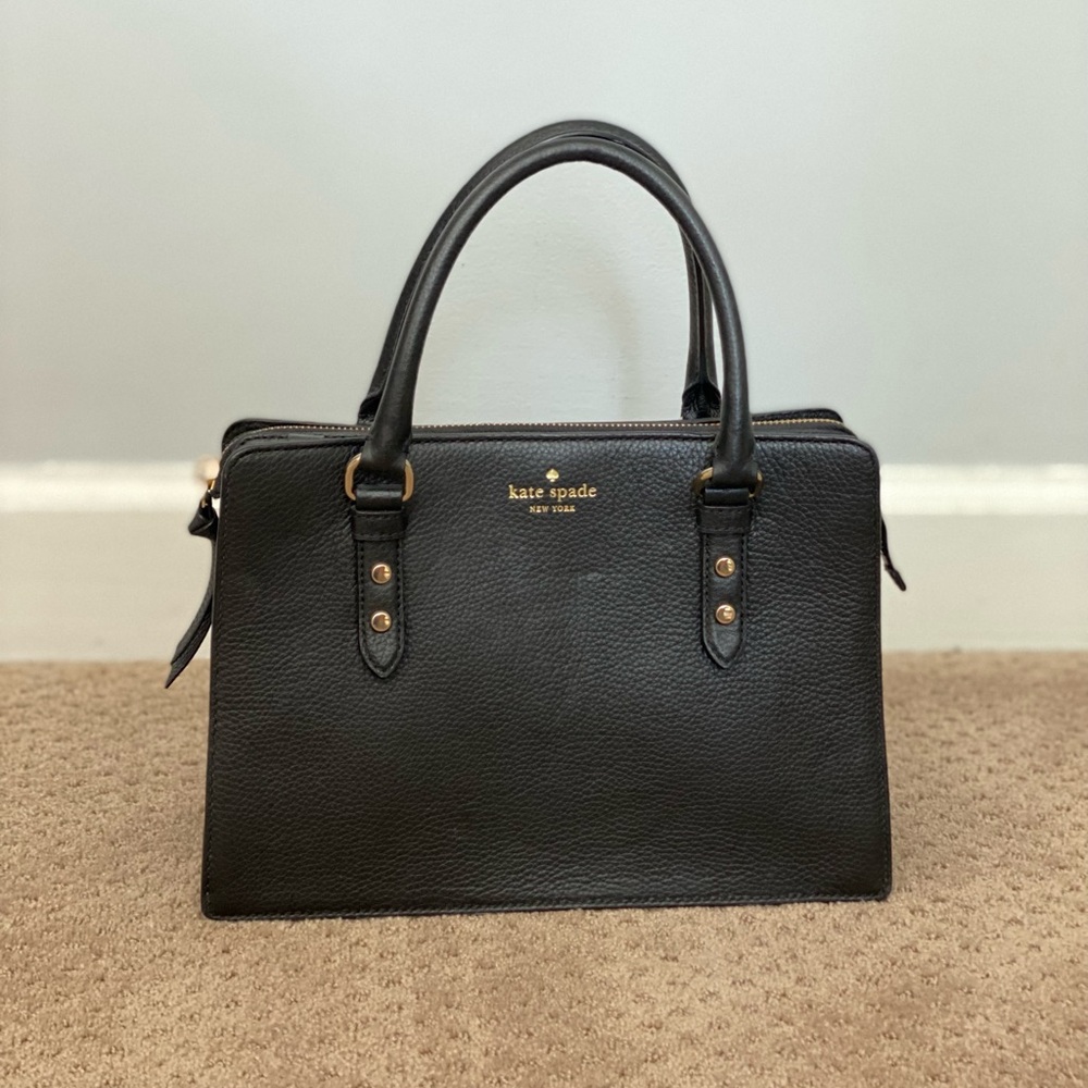 Kate Spade Black Satchel with Gold Accents